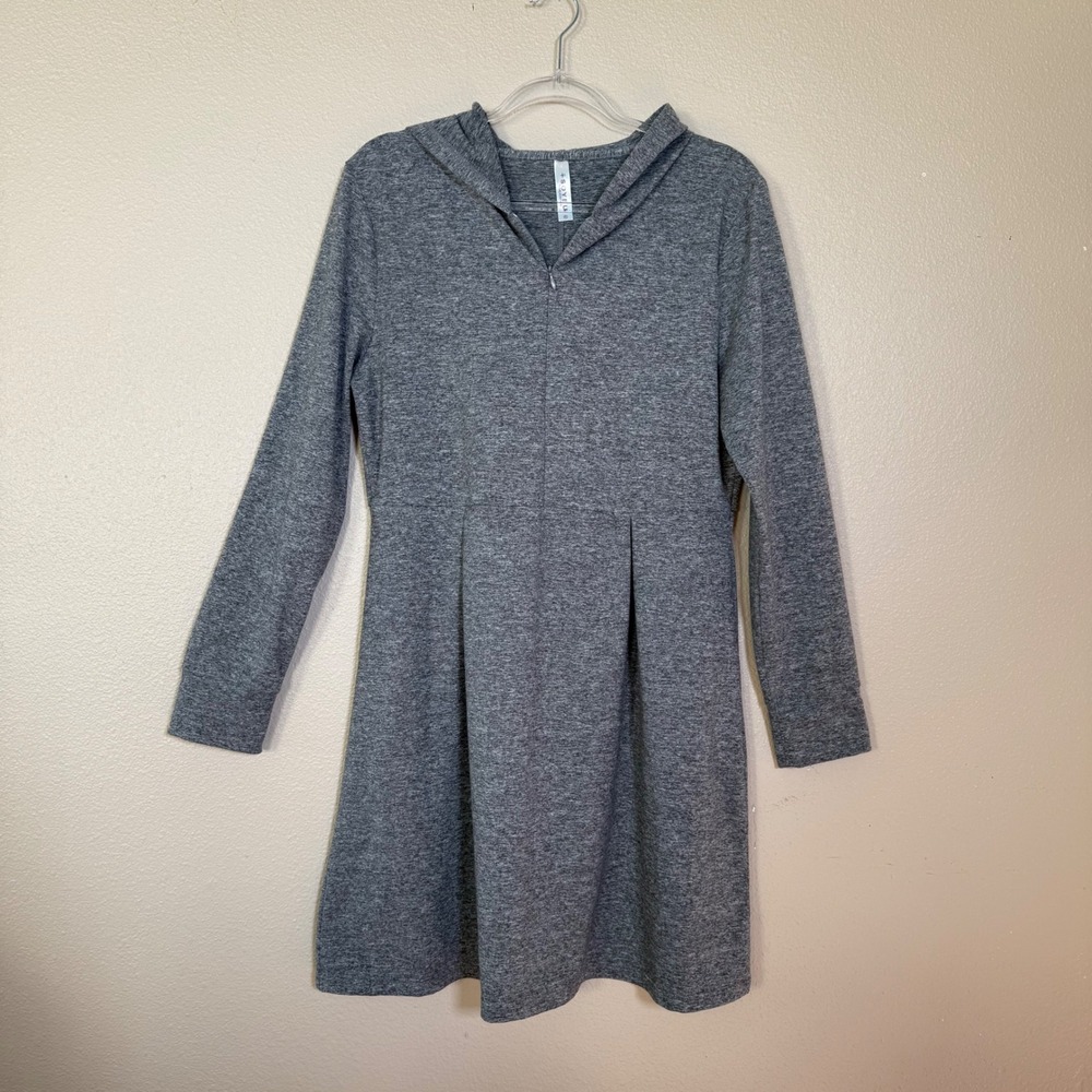 SOYBLU Women's Athletic Performance‎ Gray Long Sleeve Zip Hooded Dress Size XL